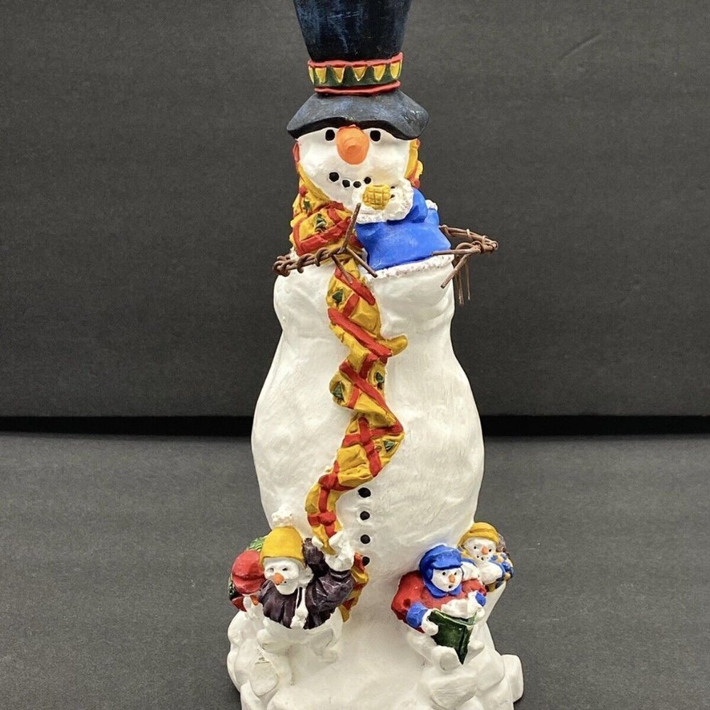 Vintage Y2K Dept 56 Christmas‎ Country Snowman Taper Candle Holder Figurine 11"